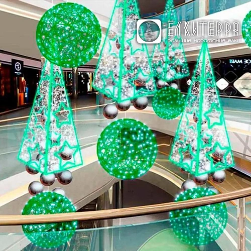 Декоративная фигура Ель со звездами, высота 1,5 м